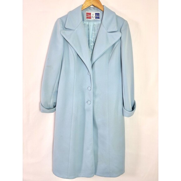 Vintage 1960s Lilli Ann Knit 2 Piece Dress Coat Set Powder Blue No Tag XS/S Midi - Picture 5 of 16